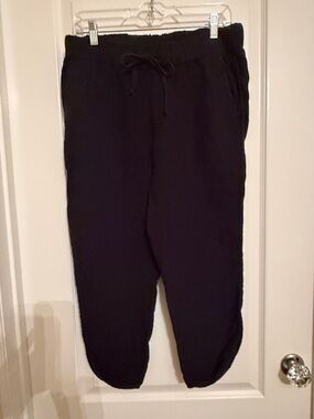 Caslon Petite Linen Black Drawstring Pants